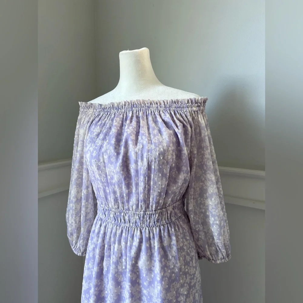 LOFT Lavender Off-Shoulder Maxi Dress - Picture 5 of 10